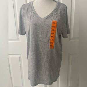 NWT - Jessica Simpson Women’s Flutter Sleeve V-Neck Shirt Top (1685886) Gray XXL